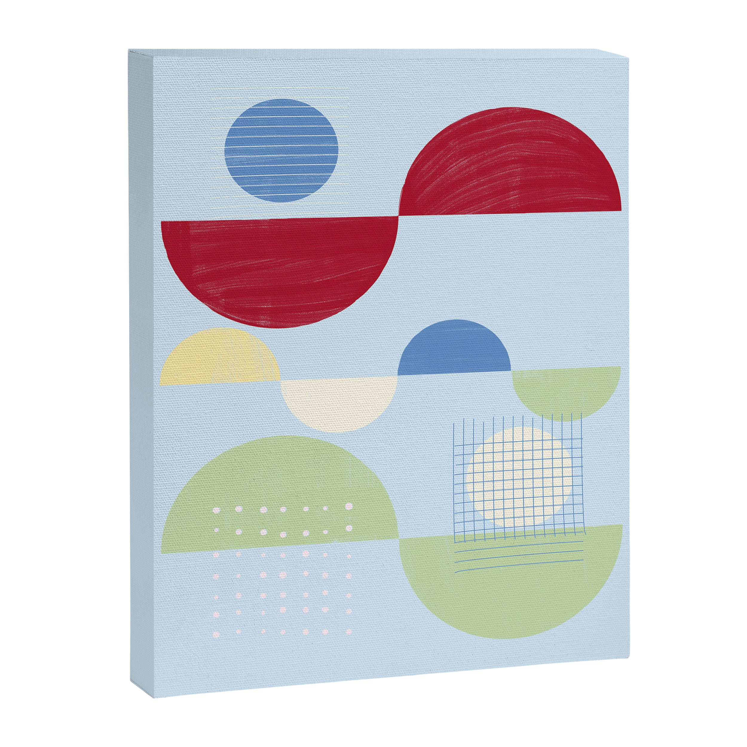 Abstract Geometric Half-Circles with Hand-Drawn Details Canvas Print Gallery Image 8