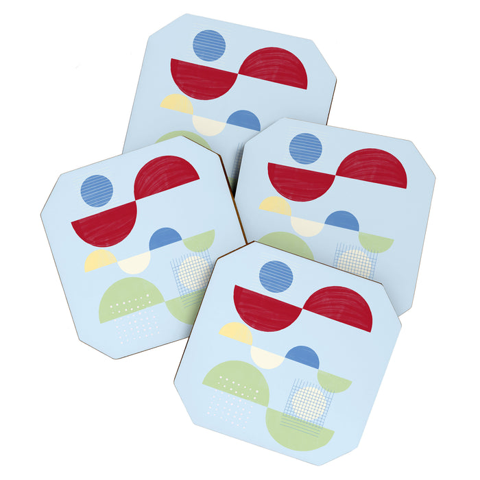 Abstract Geometric Half-Circles with Hand-Drawn Details Coaster Gallery Image 1