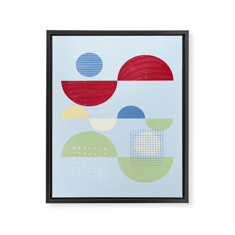 Abstract Geometric Half-Circles with Hand-Drawn Details Framed Canvas Print Gallery Image 8