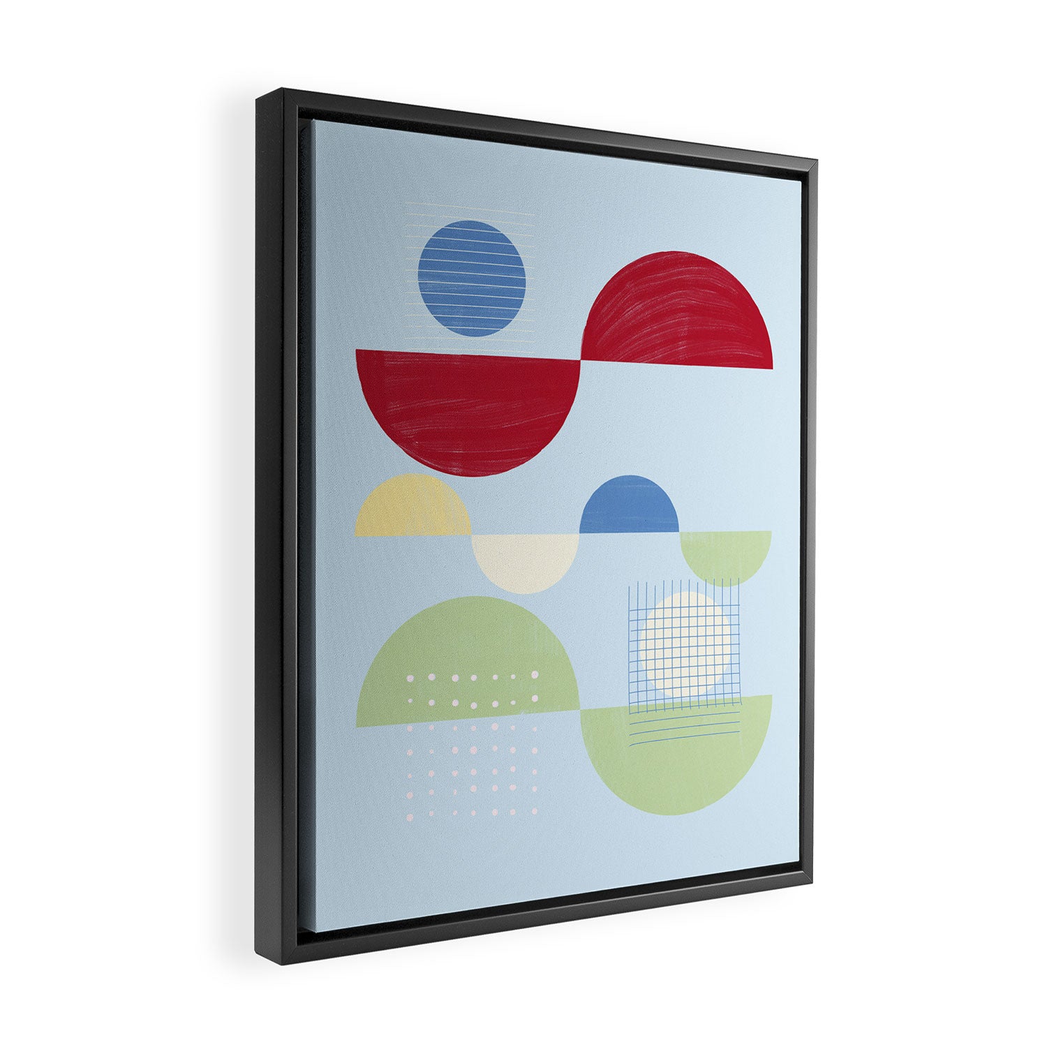 Abstract Geometric Half-Circles with Hand-Drawn Details Framed Canvas Print Gallery Image 2