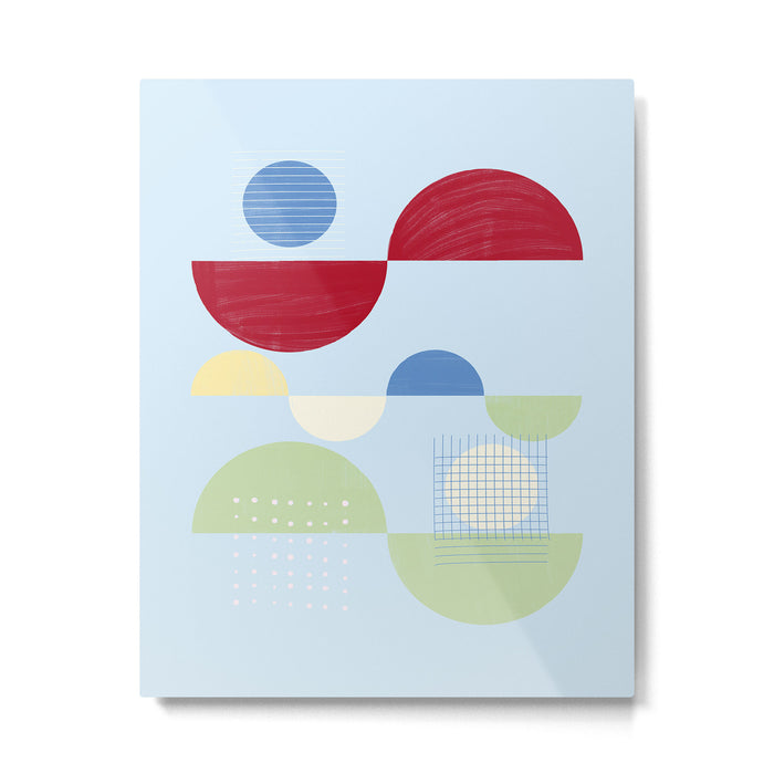 Abstract Geometric Half-Circles with Hand-Drawn Details Metal Print Gallery Image 1