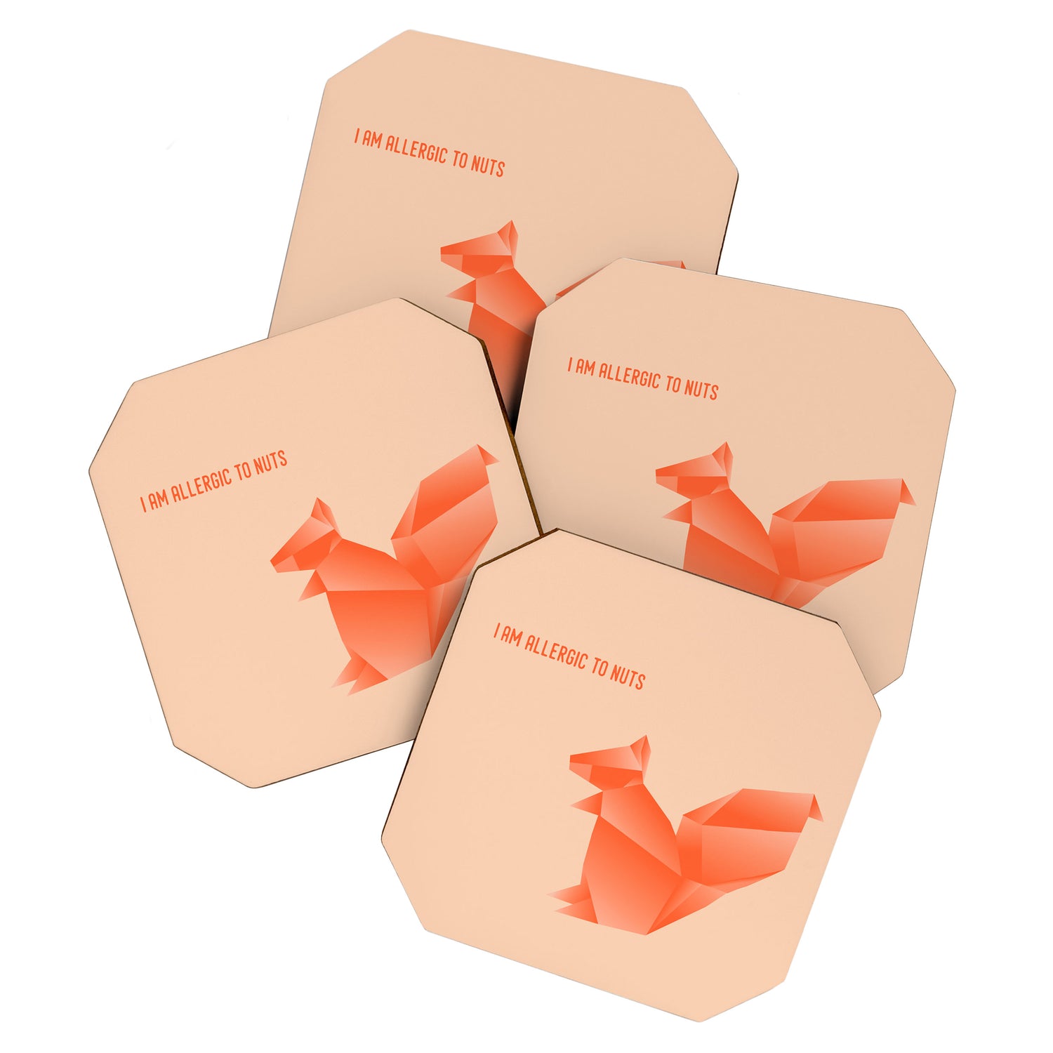 Allergic to Nuts - Origami Orange Squirrel Coaster Gallery Image 1