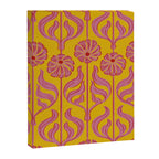 Art Deco Chic: Pink Flowers on Mustard Yellow Canvas Print Gallery Image 8