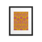 Art Deco Chic: Pink Flowers on Mustard Yellow Framed Art Print Gallery Image 6