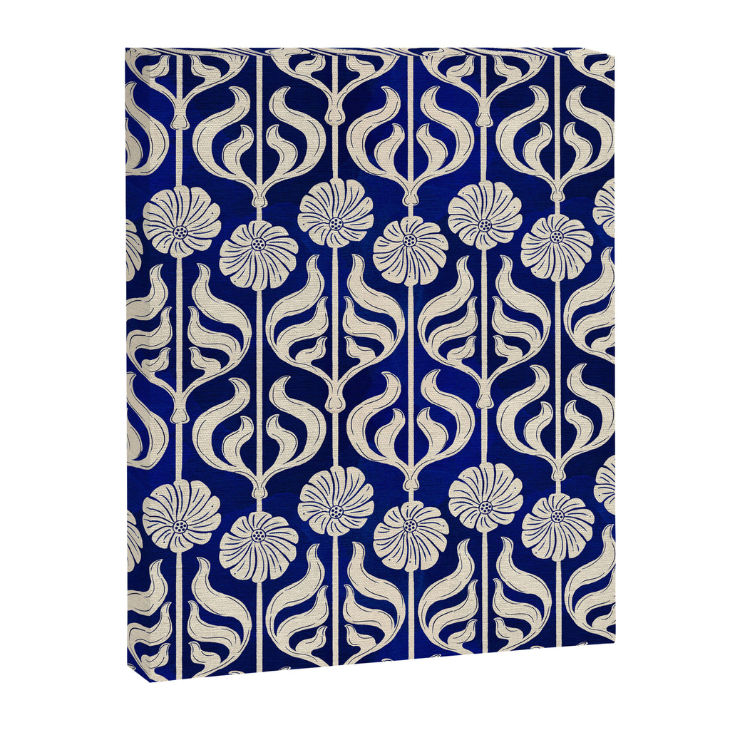 Art Deco Florals On Dark Blue Canvas Print Gallery Image 8