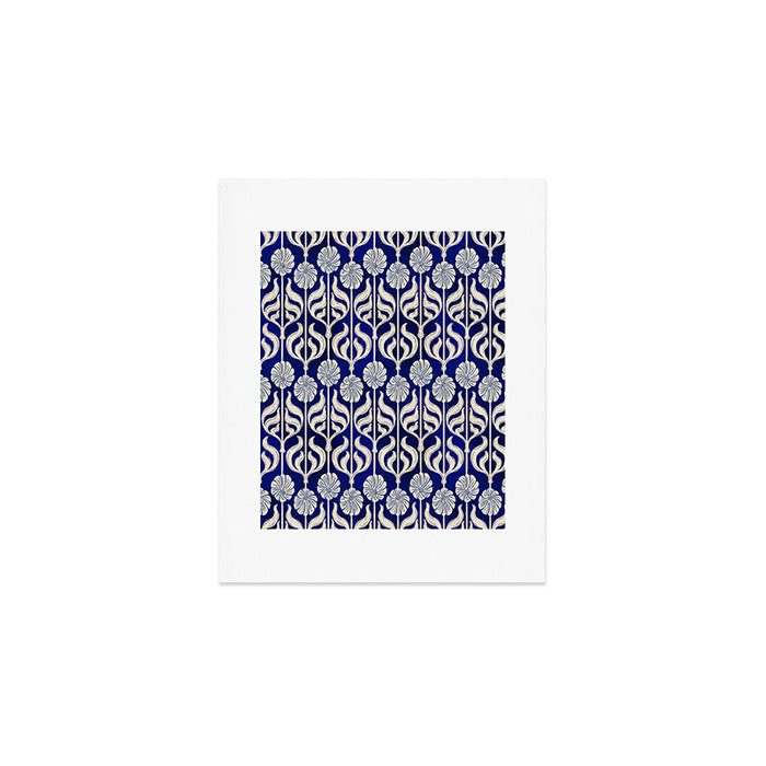 Art Deco Florals On Dark Blue Art Print Gallery Image 1
