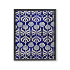 Art Deco Florals On Dark Blue Framed Canvas Print Gallery Image 8
