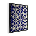 Art Deco Florals On Dark Blue Framed Canvas Print Gallery Image 2
