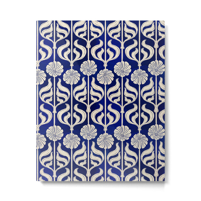 Art Deco Florals On Dark Blue Metal Print Gallery Image 1