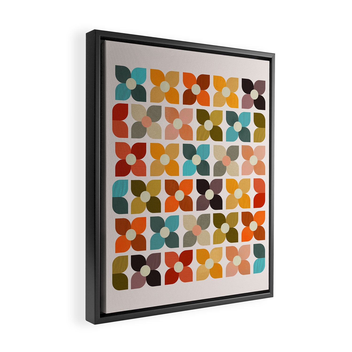Bauhaus Geometric Flowers  Framed Canvas Print Gallery Image 2