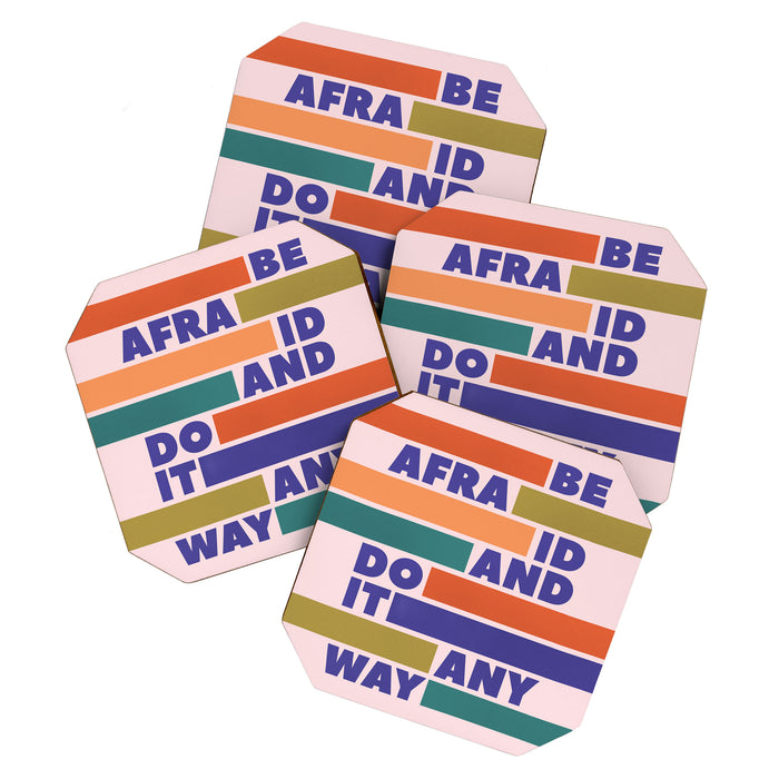 BE AFRAID AND DO IT ANYWAY - colorful typography Coaster Gallery Image 1