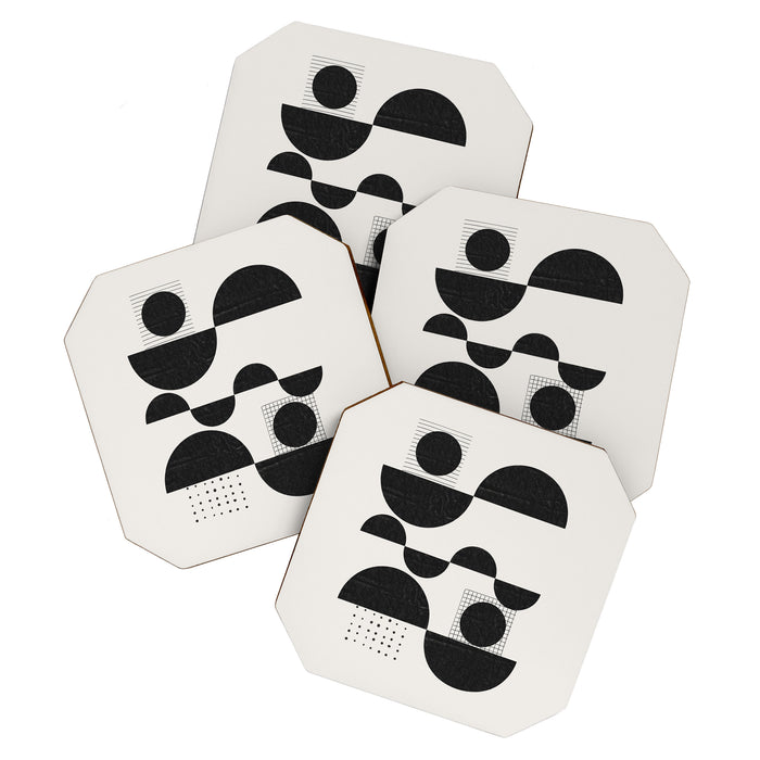 Black And White Bauhaus Abstract Coaster Gallery Image 1