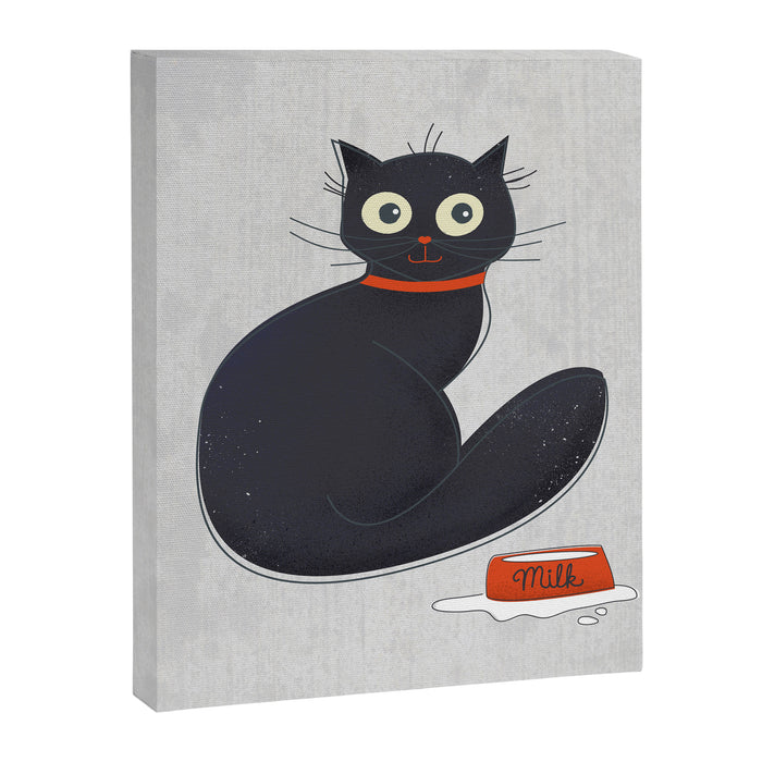 Black Silly Cat  Canvas Print Gallery Image 1