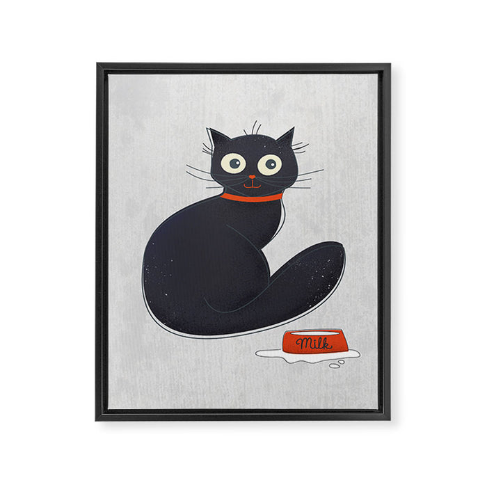 Black Silly Cat  Framed Canvas Print Gallery Image 1