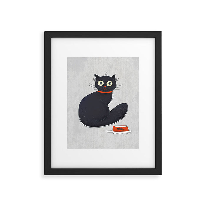 Black Silly Cat  Framed Art Print Gallery Image 1
