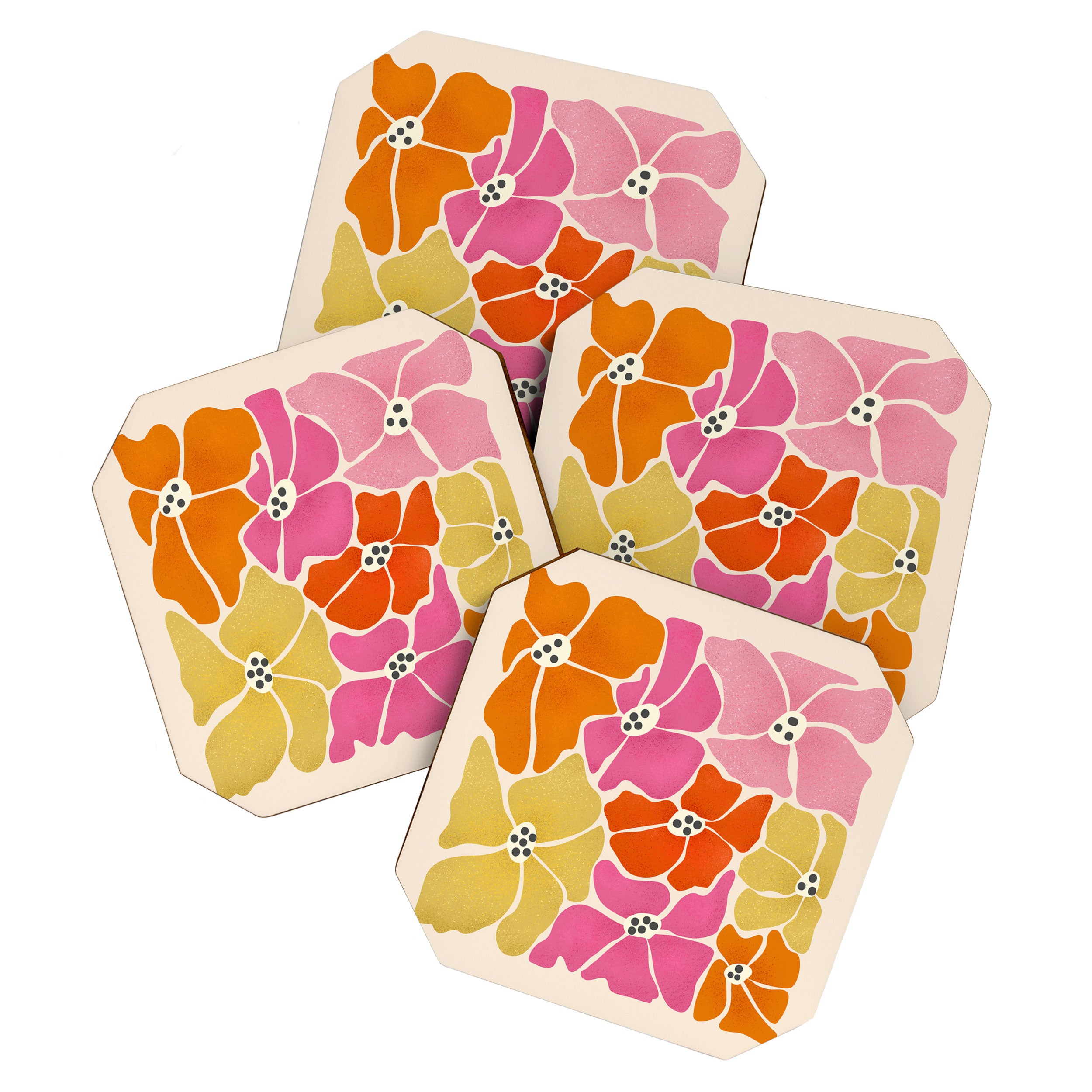 Blooming Retro Florals Coaster Gallery Image 1