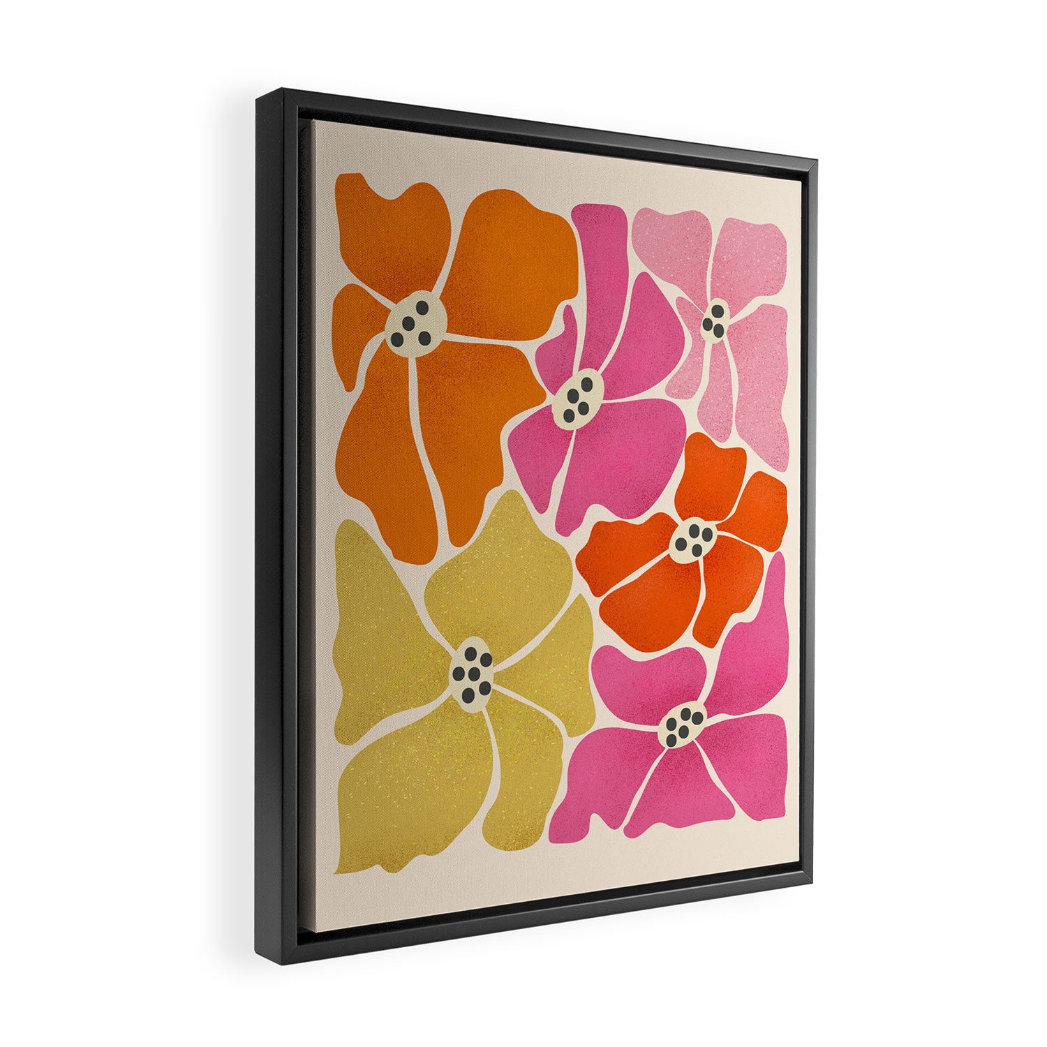 Blooming Retro Florals Framed Canvas Print Gallery Image 2