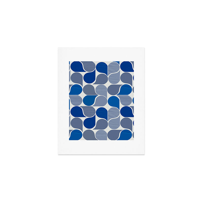 Blue and Gray Geometric Raindrop Pattern Art Print Gallery Image 1