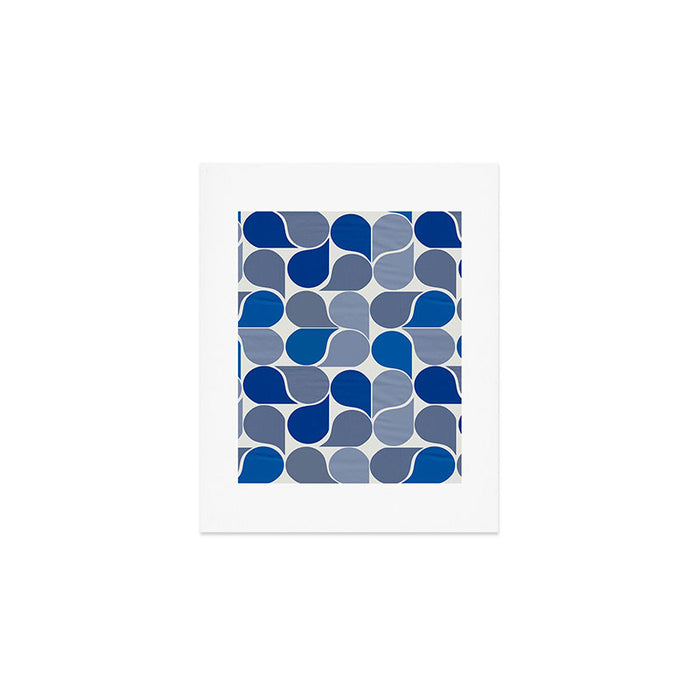 Blue and Gray Geometric Raindrop Pattern Art Print Gallery Image 1