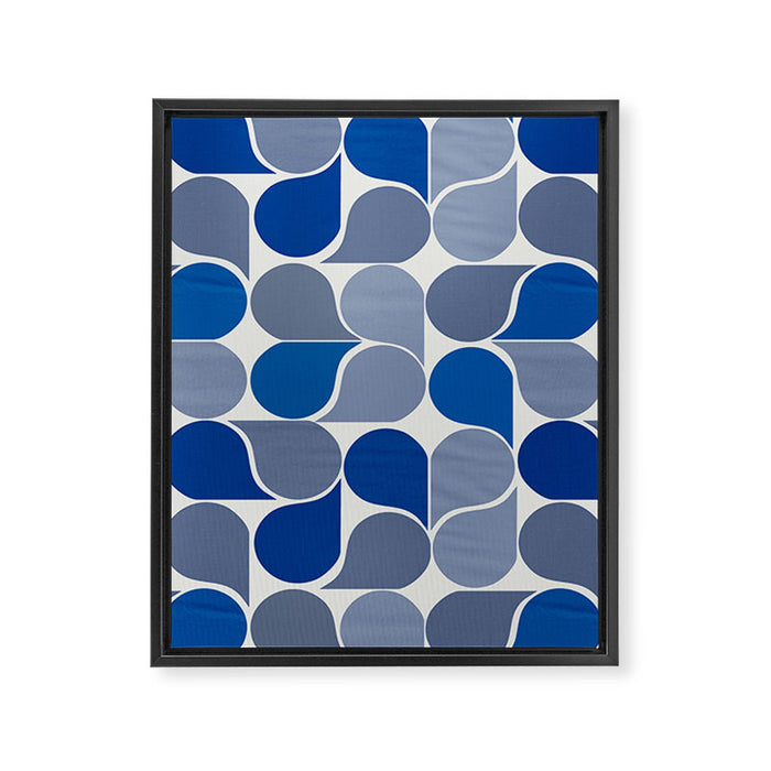 Blue and Gray Geometric Raindrop Pattern Framed Canvas Print Gallery Image 1