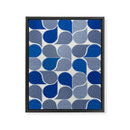 Blue and Gray Geometric Raindrop Pattern Framed Canvas Print Gallery Image 8