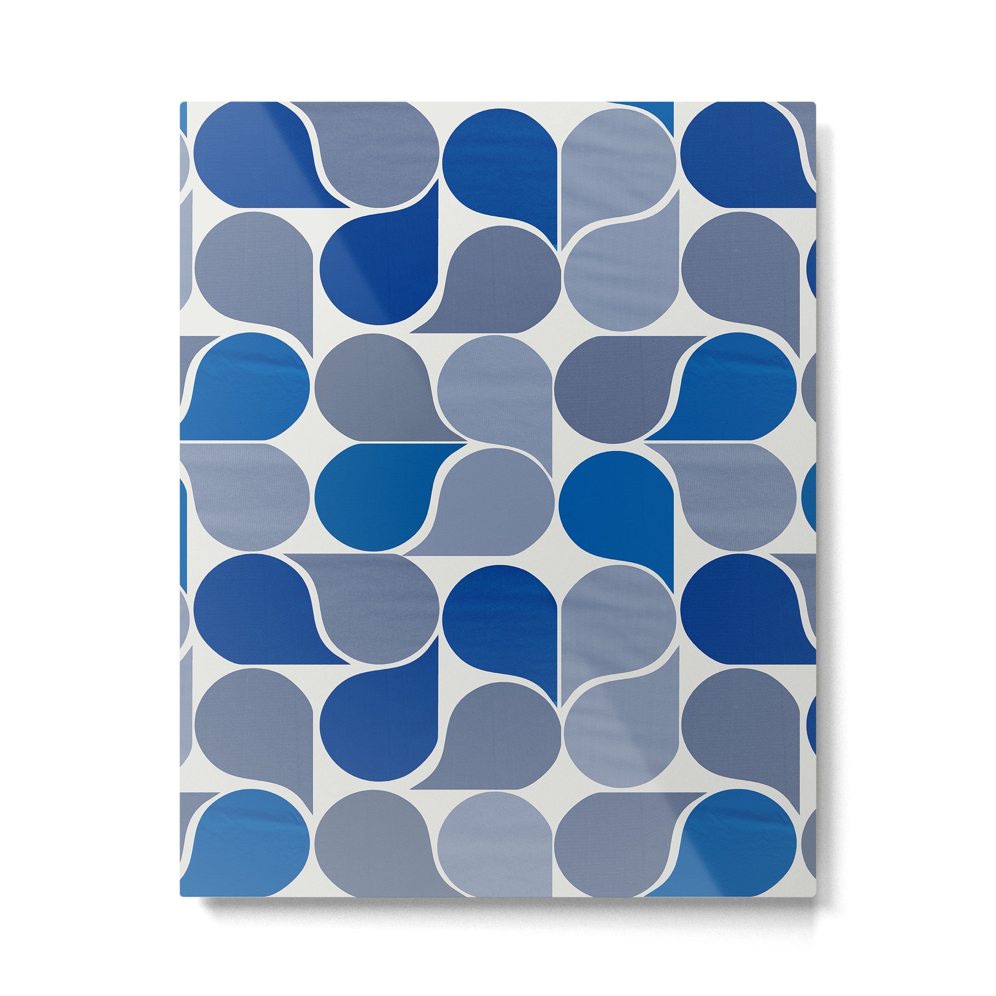 Blue and Gray Geometric Raindrop Pattern Metal Print Gallery Image 6