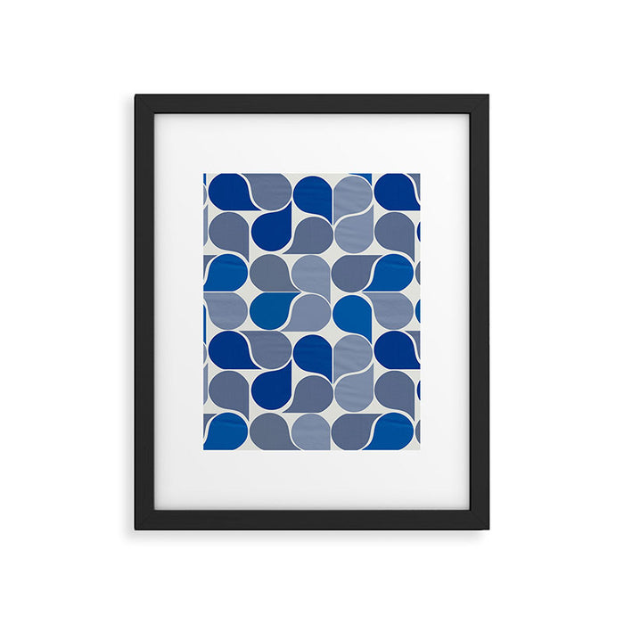 Blue and Gray Geometric Raindrop Pattern Framed Art Print Gallery Image 1