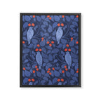 Blue Birds And Red Cherries Blue Framed Canvas Print Gallery Image 6