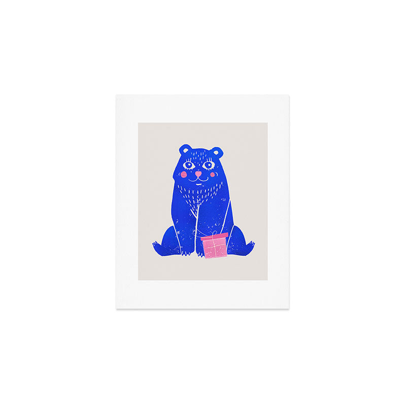 Blue Christmas Bear Art Print Gallery Image 1