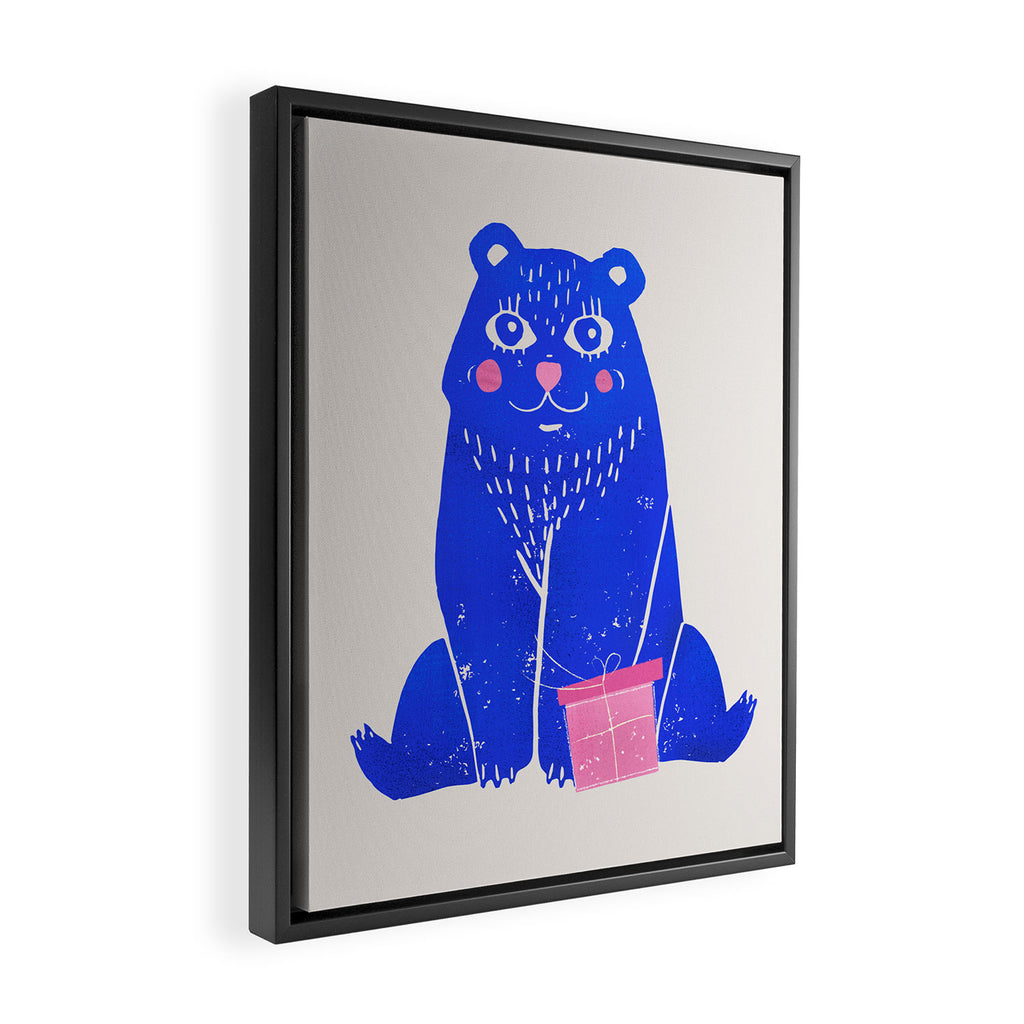 Blue Christmas Bear Framed Canvas Print Gallery Image 2