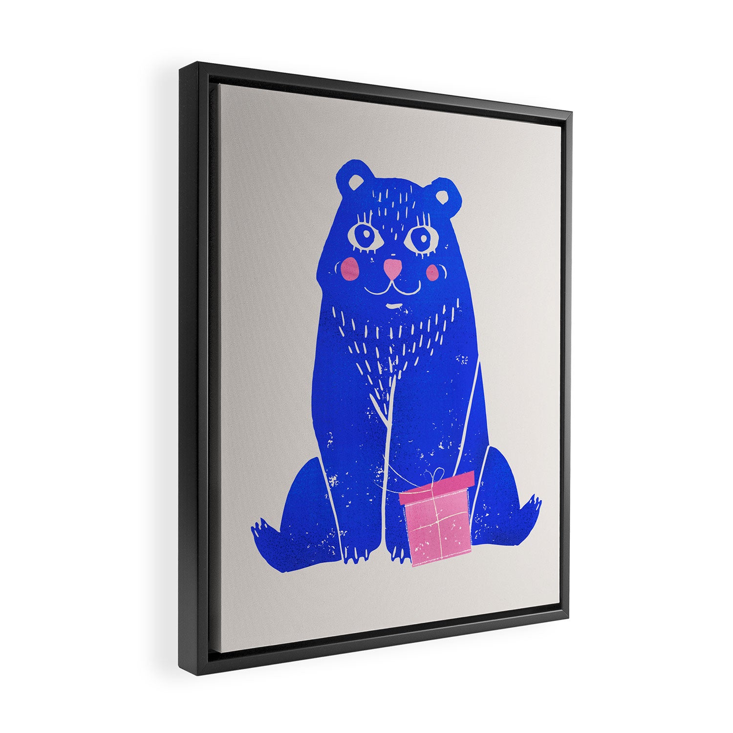 Blue Christmas Bear Framed Canvas Print Gallery Image 2