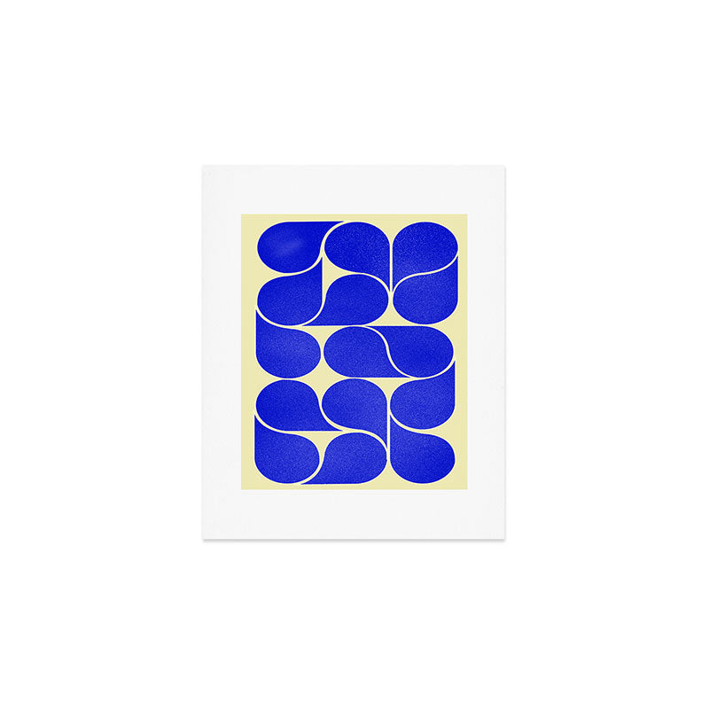 Blue mid-century shapes no8 Art Print Gallery Image 1
