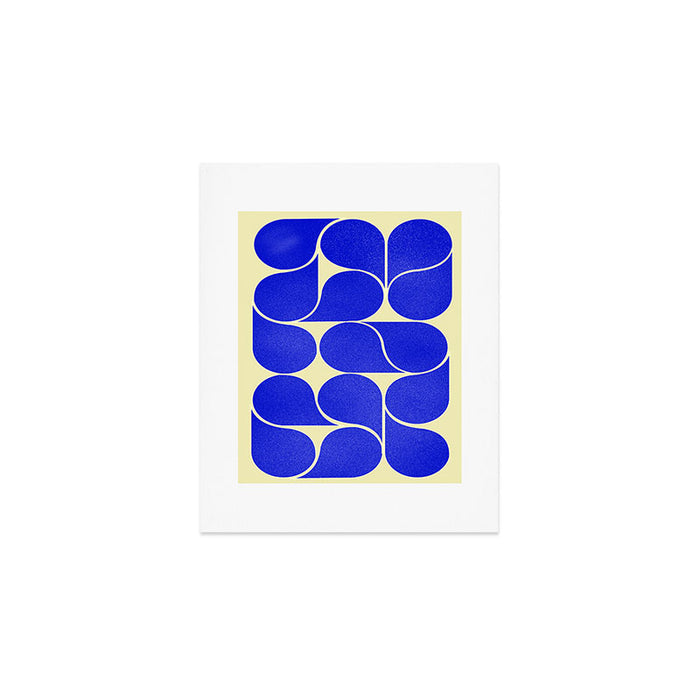 Blue mid-century shapes no8 Art Print Gallery Image 1