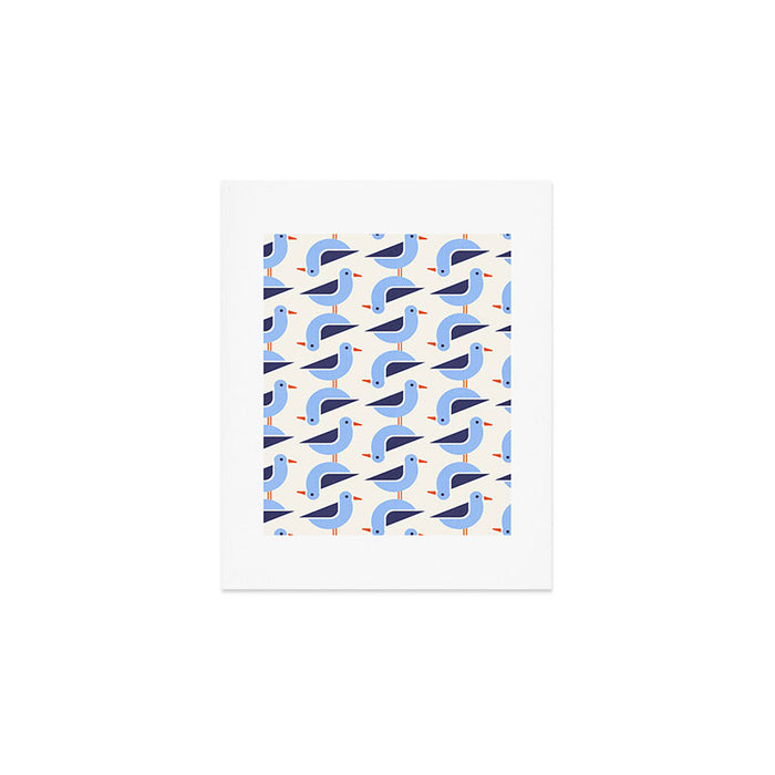 Blue Seagulls Pattern Art Print Gallery Image 1