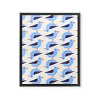 Blue Seagulls Pattern Framed Canvas Print Gallery Image 8
