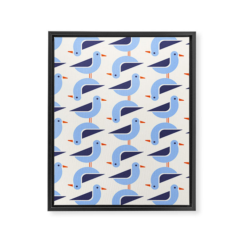 Blue Seagulls Pattern Framed Canvas Print Gallery Image 8