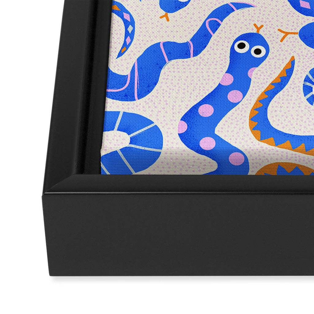 Blue Snakes Pattern Framed Canvas Print Gallery Image 3