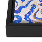 Blue Snakes Pattern Framed Canvas Print Gallery Image 3