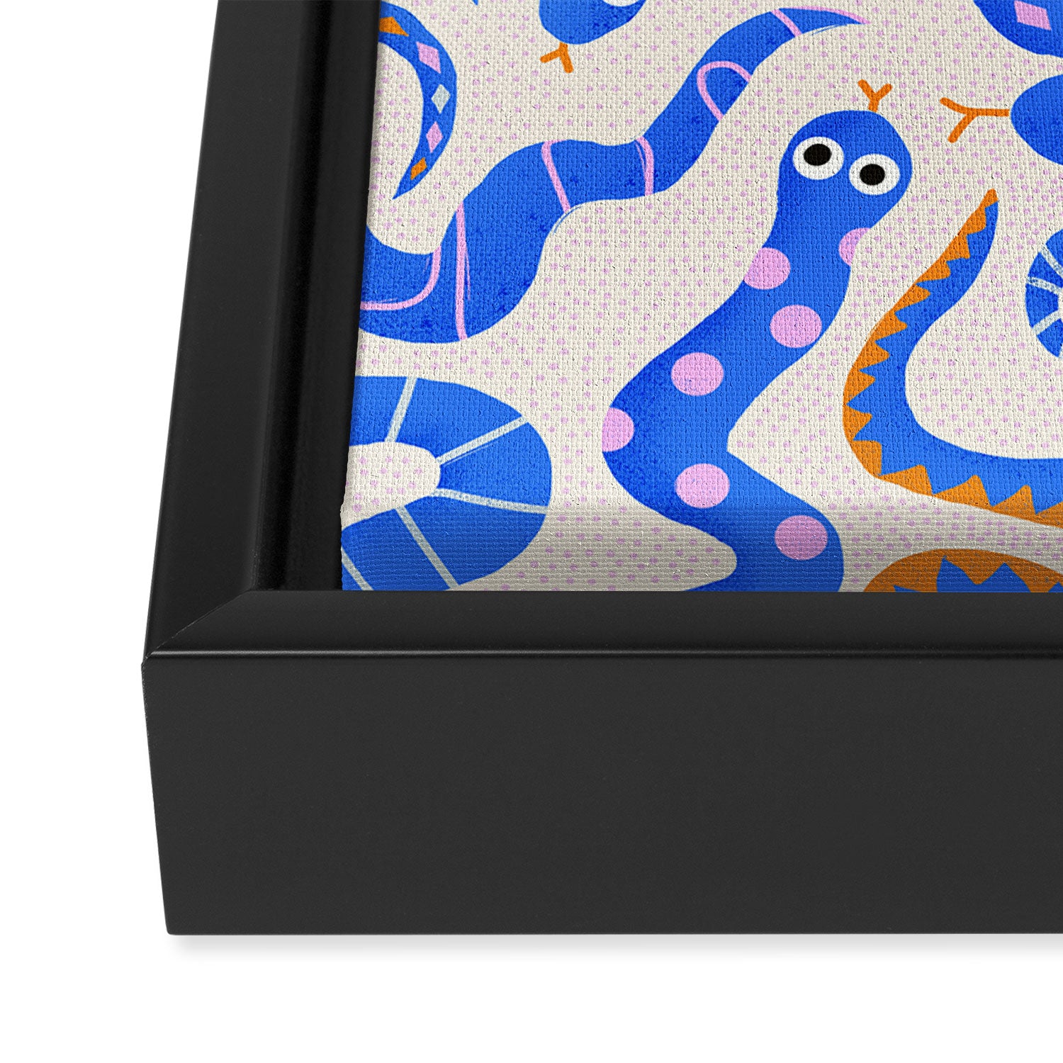 Blue Snakes Pattern Framed Canvas Print Gallery Image 3