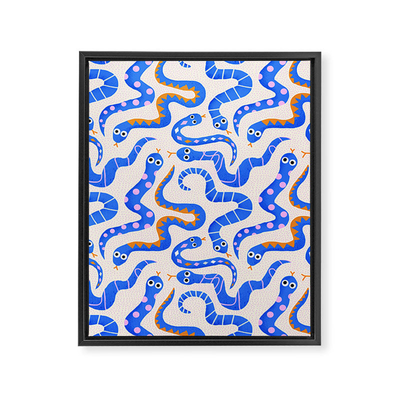 Blue Snakes Pattern Framed Canvas Print Gallery Image 8