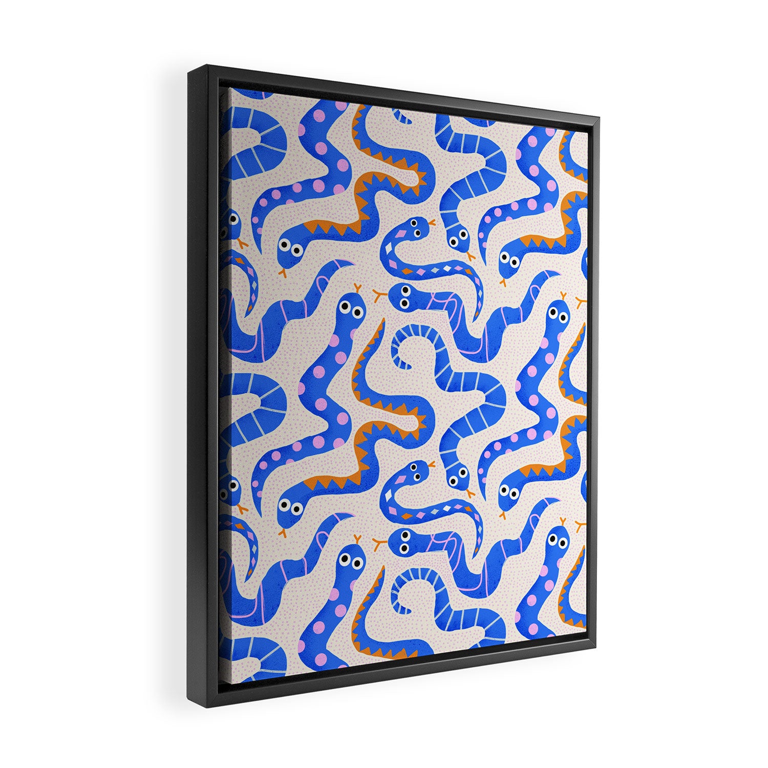 Blue Snakes Pattern Framed Canvas Print Gallery Image 2