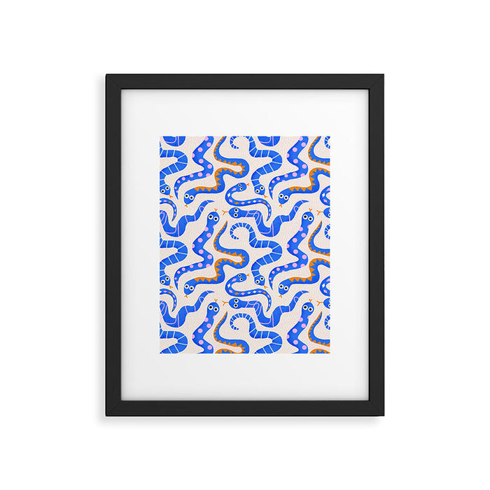 Blue Snakes Pattern Framed Art Print Gallery Image 1