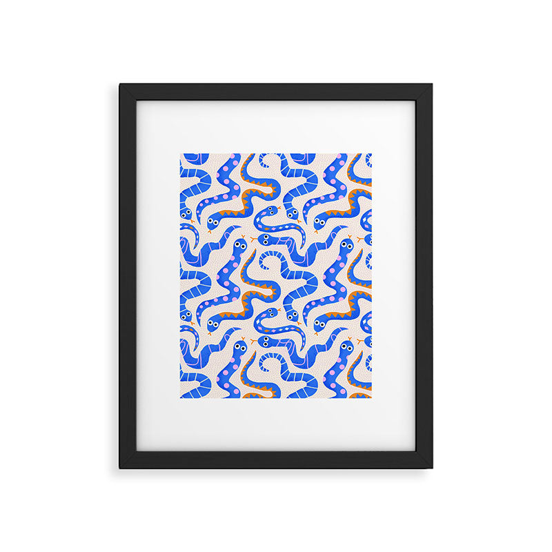 Blue Snakes Pattern Framed Art Print Gallery Image 6