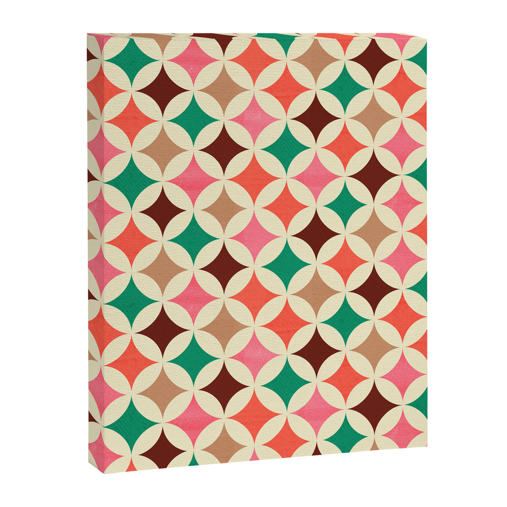Bold and Cheerful Christmas Quilt: Starry Circles with Texture Canvas Print Gallery Image 8