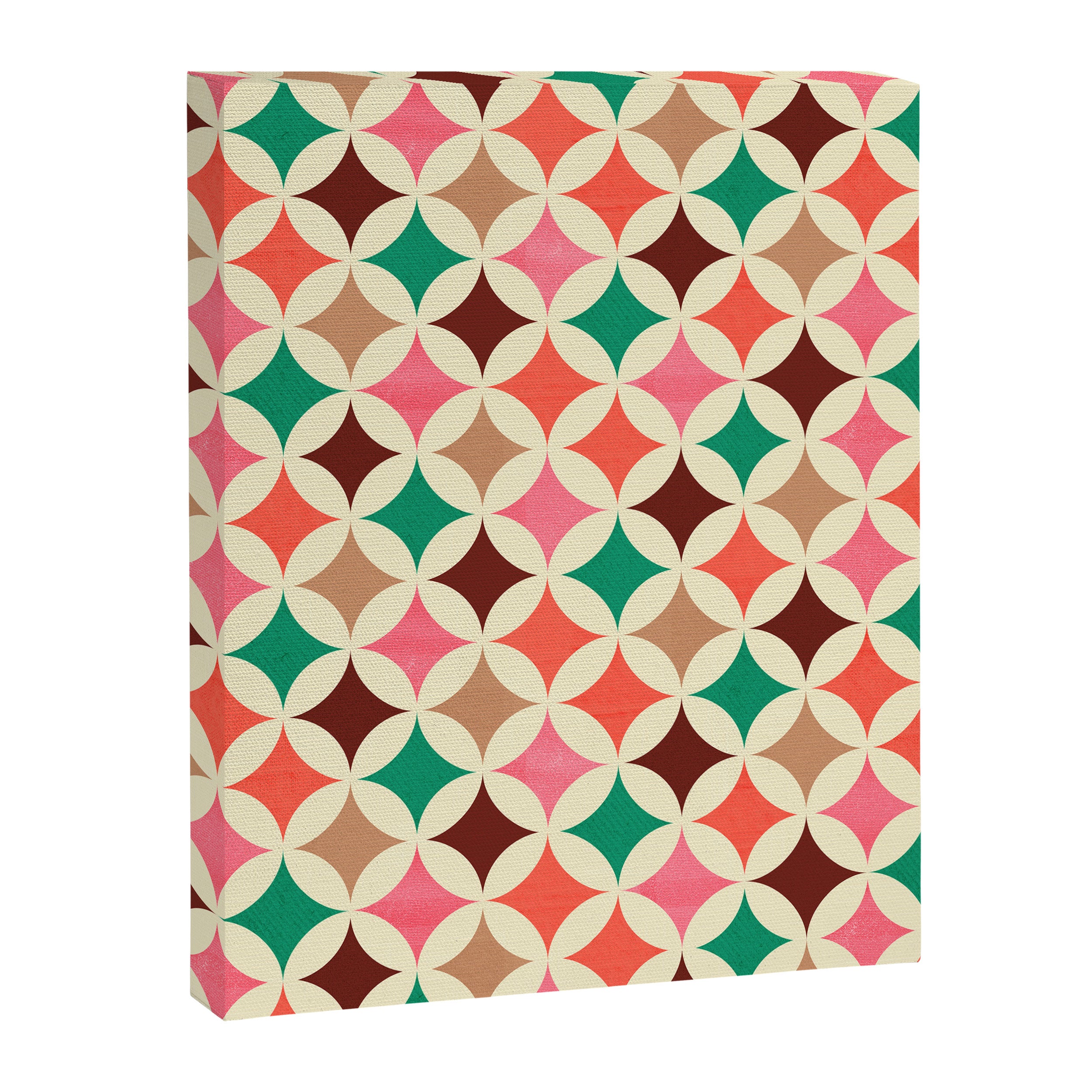 Bold and Cheerful Christmas Quilt: Starry Circles with Texture Canvas Print Gallery Image 8