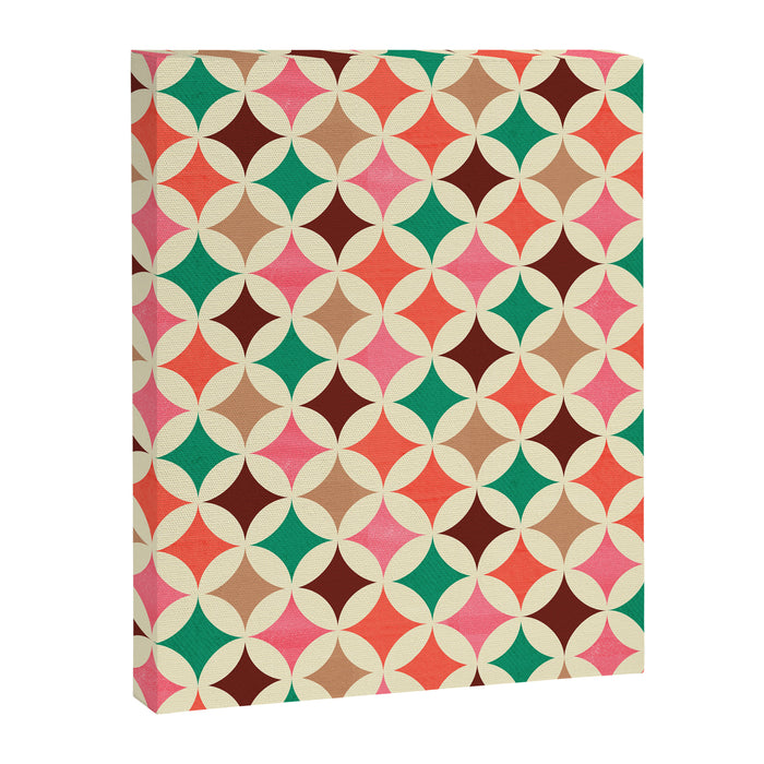 Bold and Cheerful Christmas Quilt: Starry Circles with Texture Canvas Print Gallery Image 1