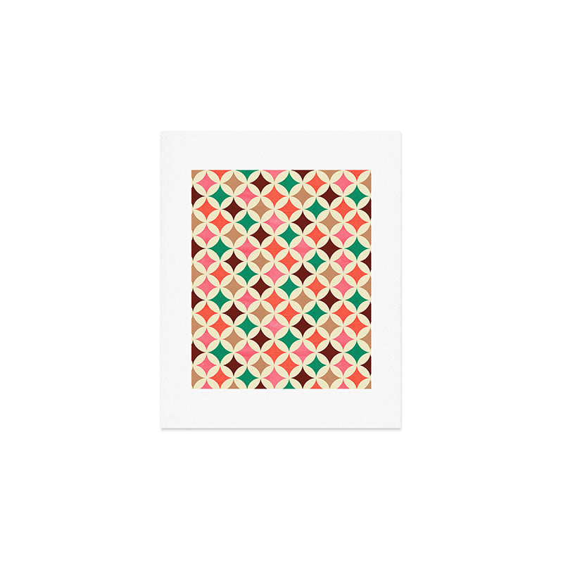 Bold and Cheerful Christmas Quilt: Starry Circles with Texture Art Print Gallery Image 1