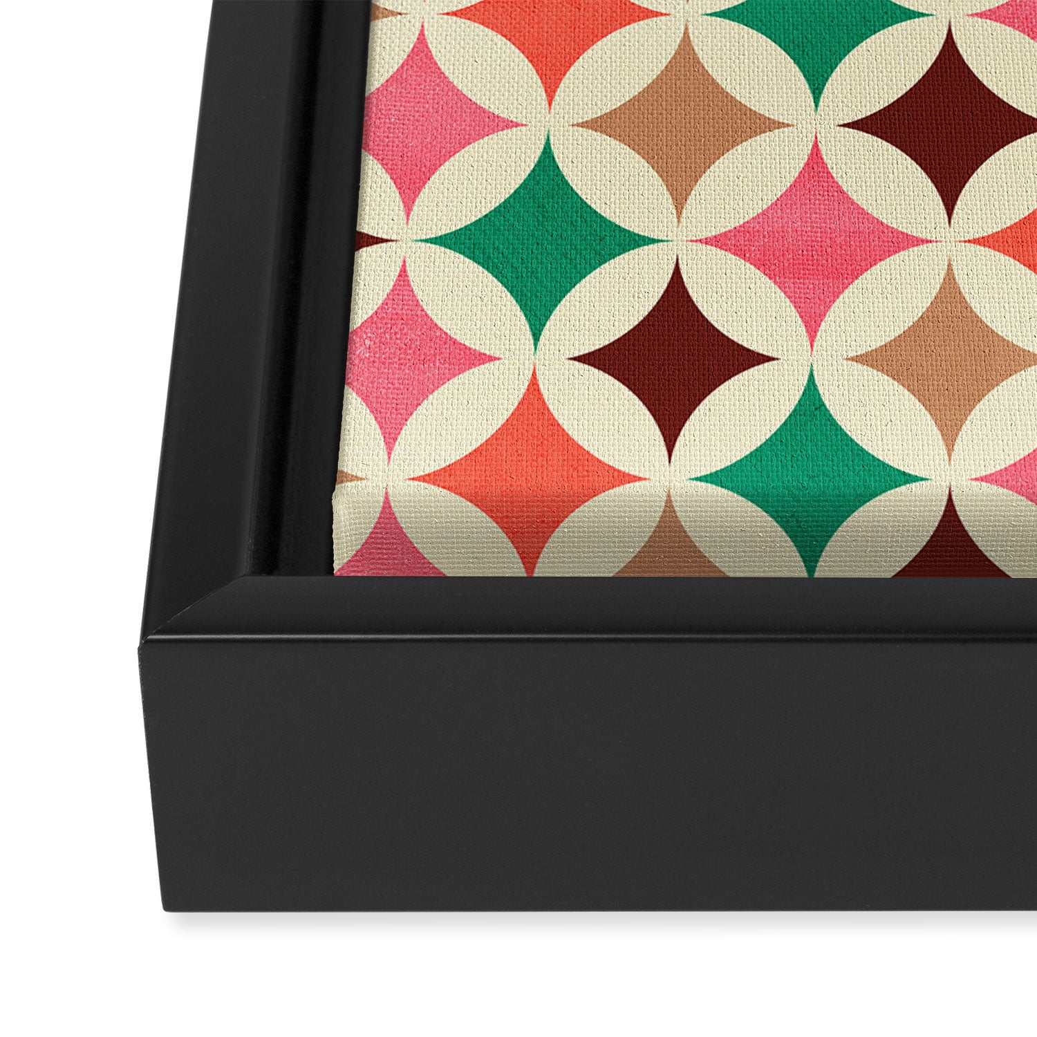 Bold and Cheerful Christmas Quilt: Starry Circles with Texture Framed Canvas Print Gallery Image 3