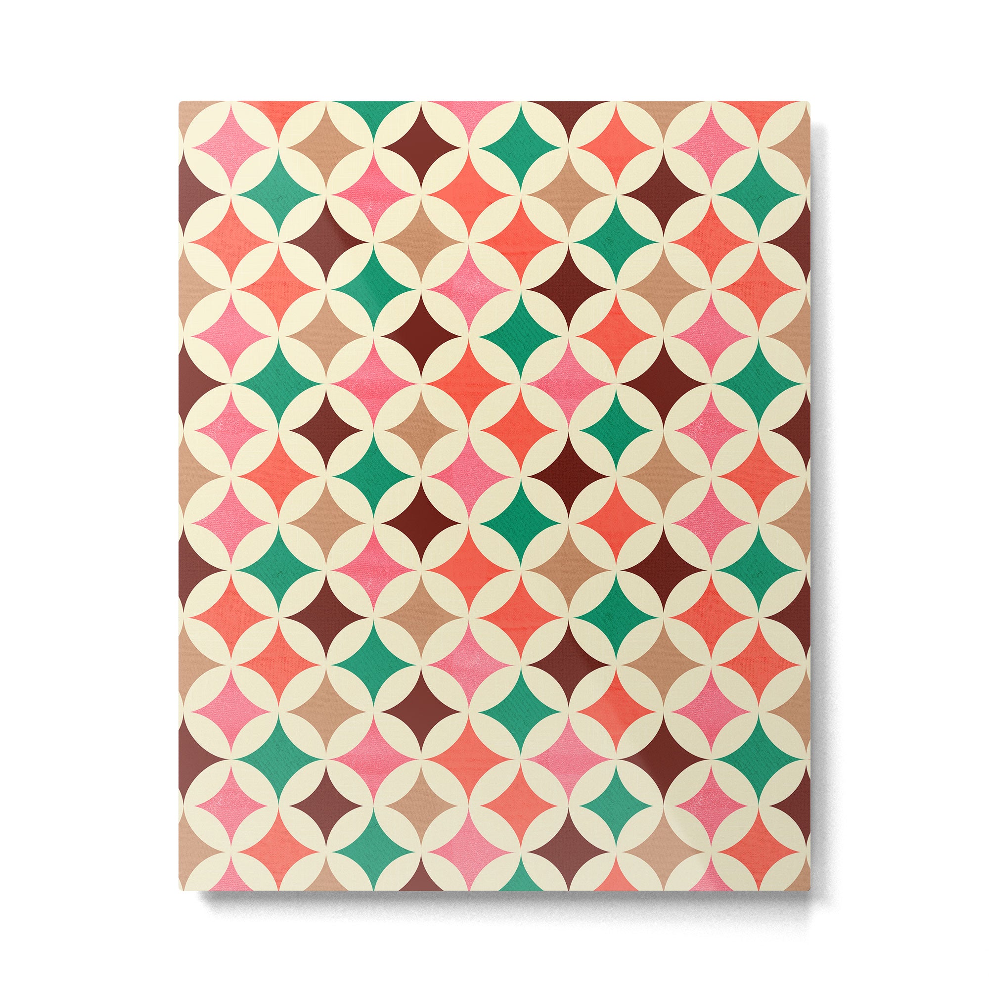 Bold and Cheerful Christmas Quilt: Starry Circles with Texture Metal Print Gallery Image 6