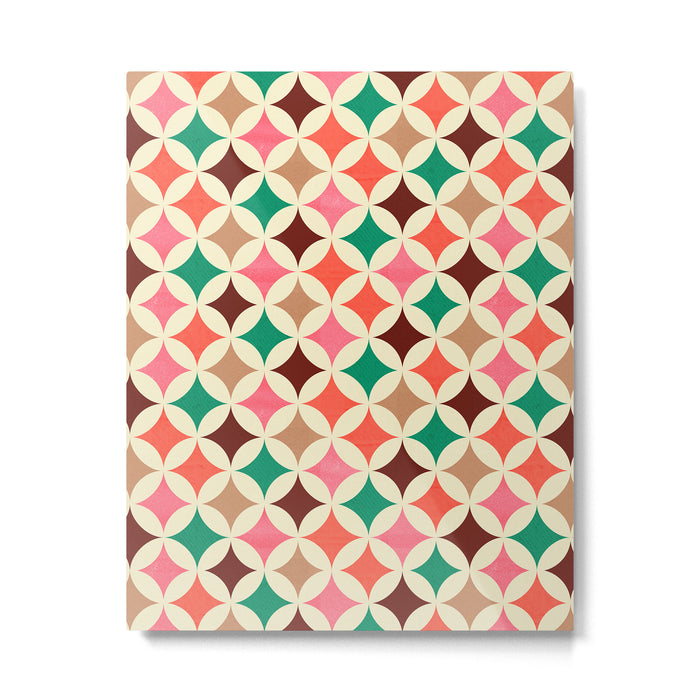 Bold and Cheerful Christmas Quilt: Starry Circles with Texture Metal Print Gallery Image 1